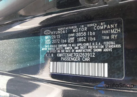 2016 Hyundai Veloster Turbo из США, поврежденный, VIN KMHTC6AE7GU263912